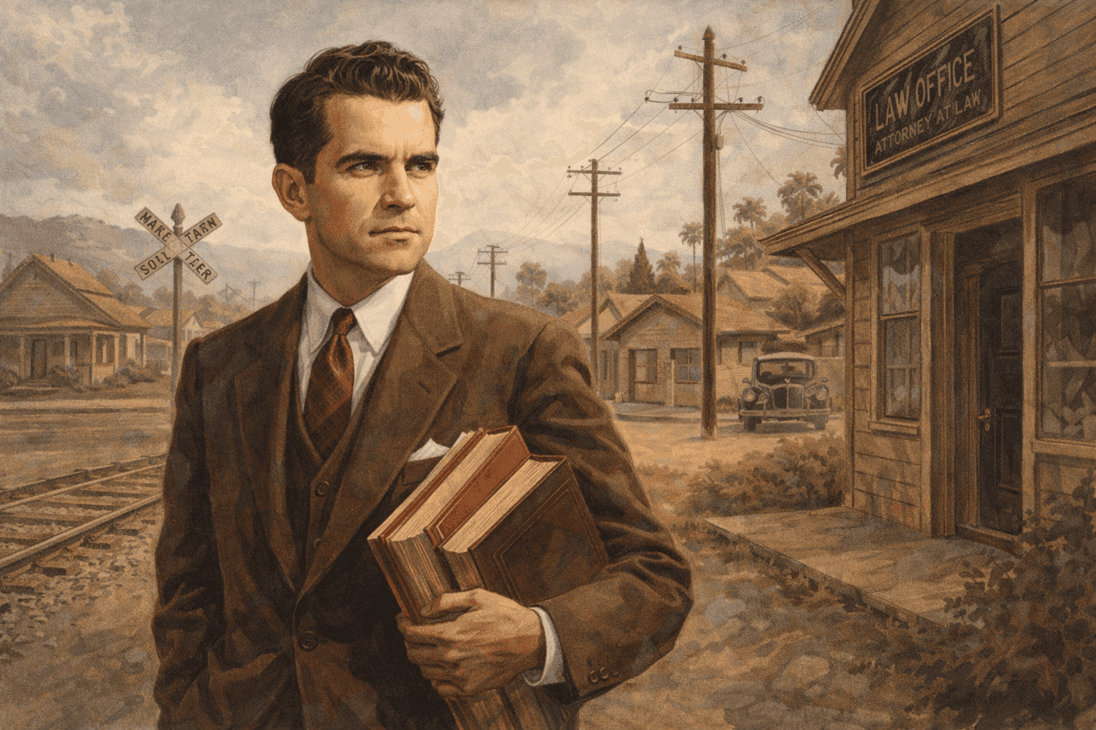 Young Richard Nixon in the 1930s or 1940s during his early political career with period-accurate details capturing his determination and ambition