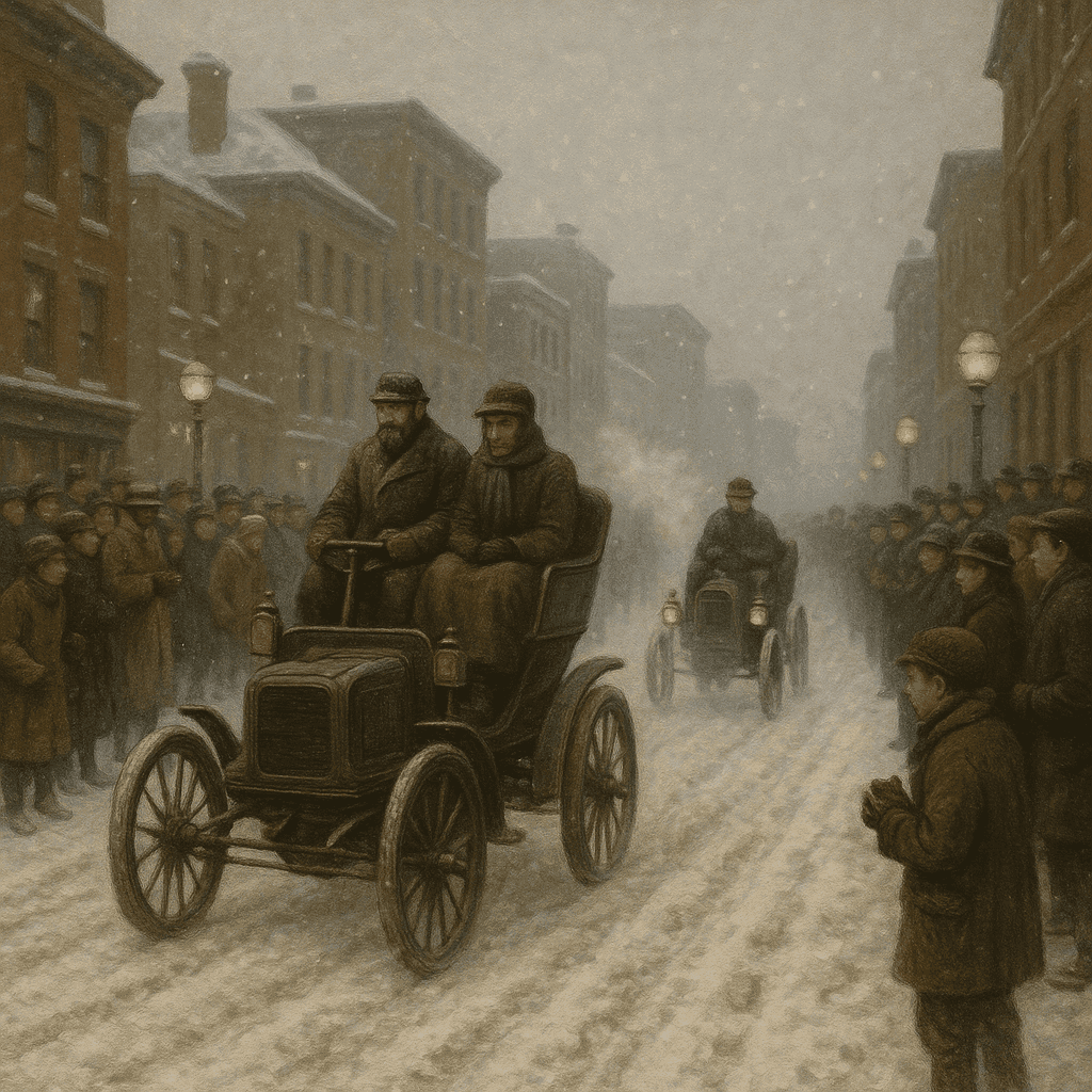 America's first automobile race in snowy Chicago