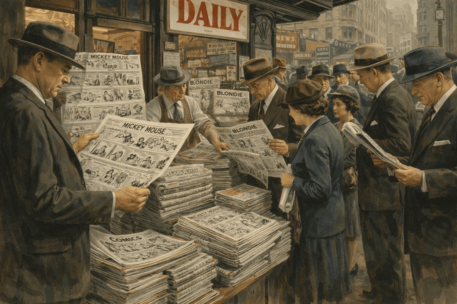 Early Mickey Mouse comic strip from 1930 showing the character in newspaper format with period-accurate illustration style