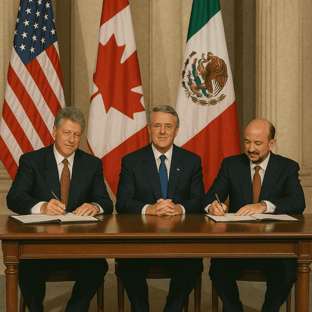 Leaders signing NAFTA