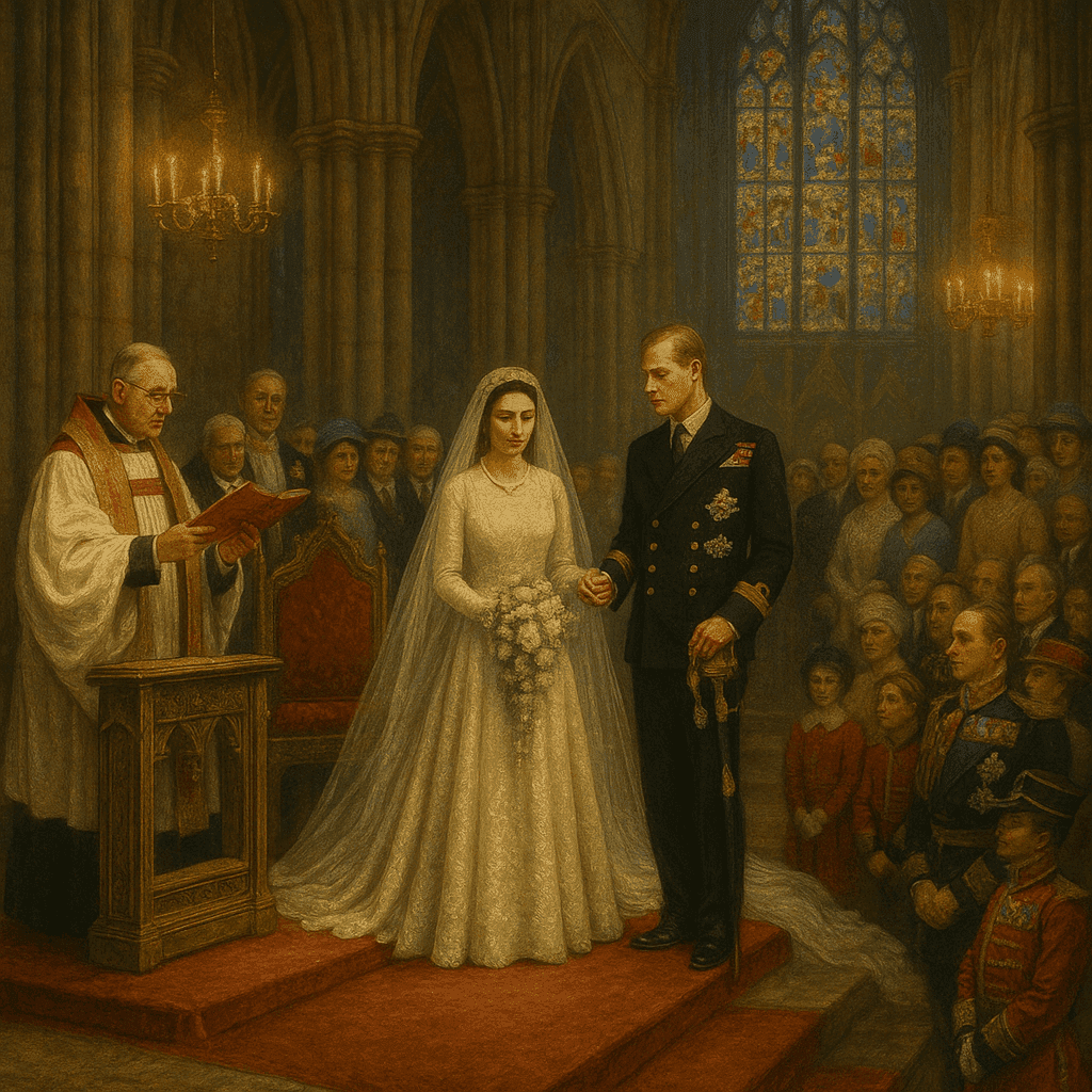 Princess Elizabeth and Philip Mountbatten's wedding at Westminster Abbey