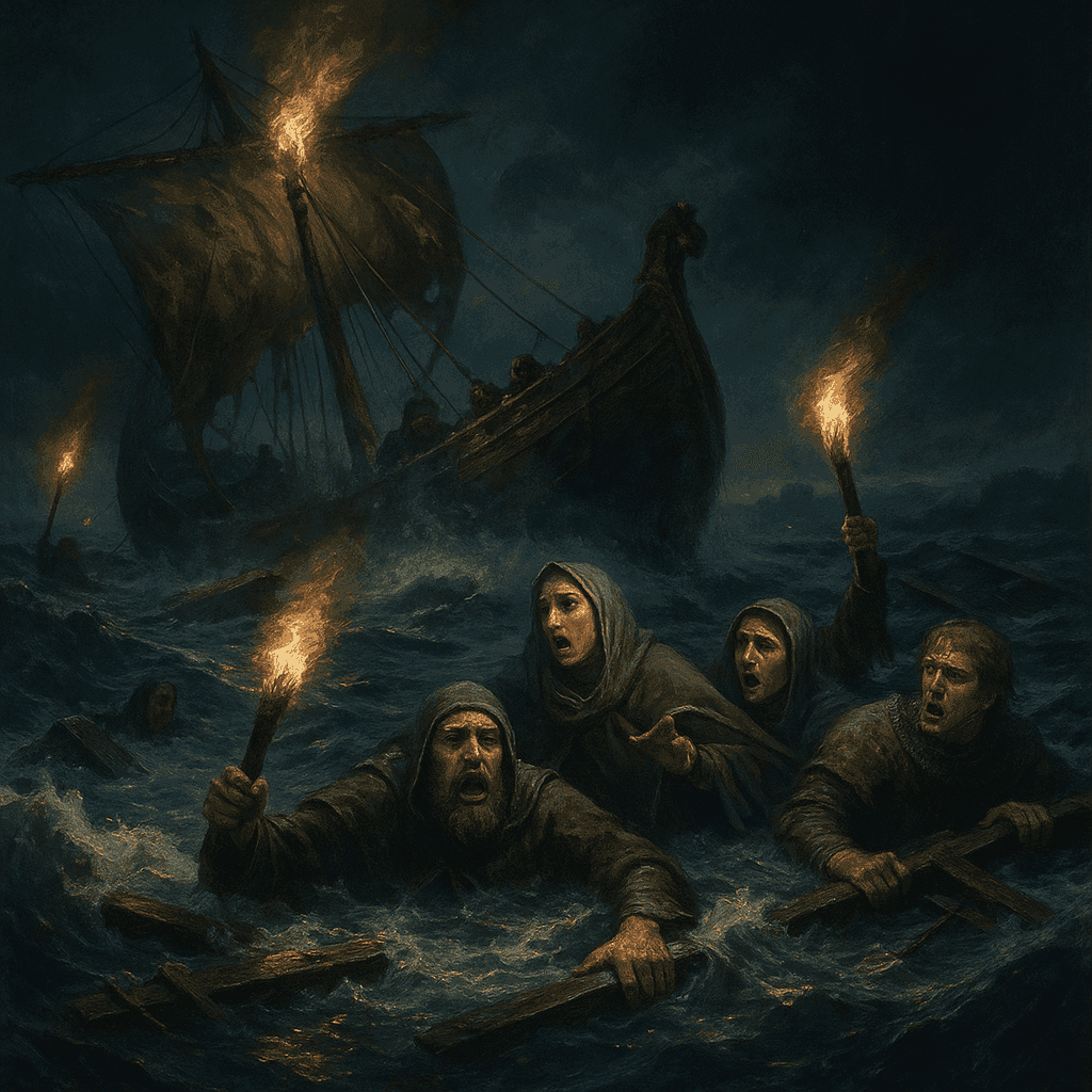 The White Ship sinking in the English Channel