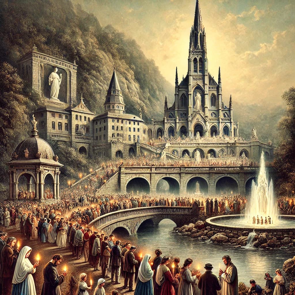 The Virgin Mary Appears to St. Bernadette in Lourdes, France