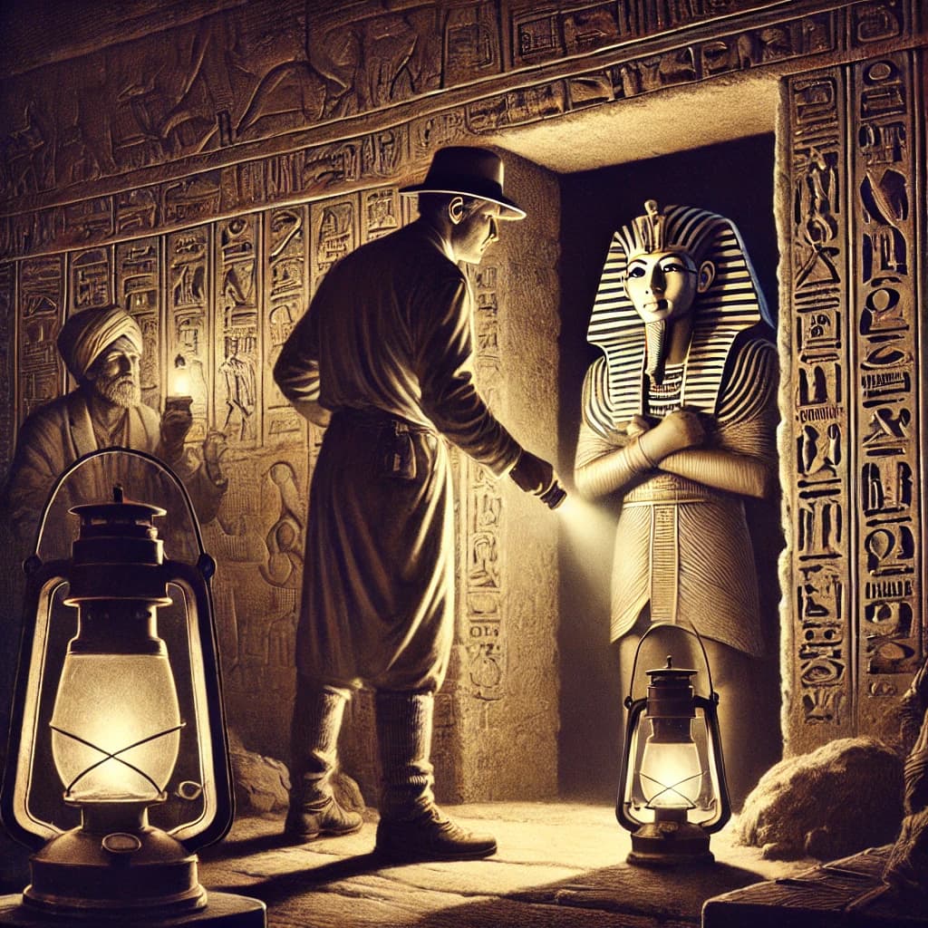 Archaeologist Howard Carter Opens the Sealed Door of King Tutankhamun's Tomb